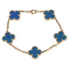 Van Cleef & Arpels Yellow Gold Agate Vintage Alhambra Bracelet