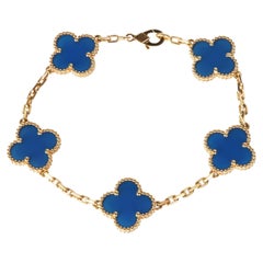 Van Cleef & Arpels Yellow Gold Agate Vintage Alhambra Bracelet