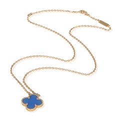 Van Cleef & Arpels Yellow Gold Agate Vintage Alhambra Pendant