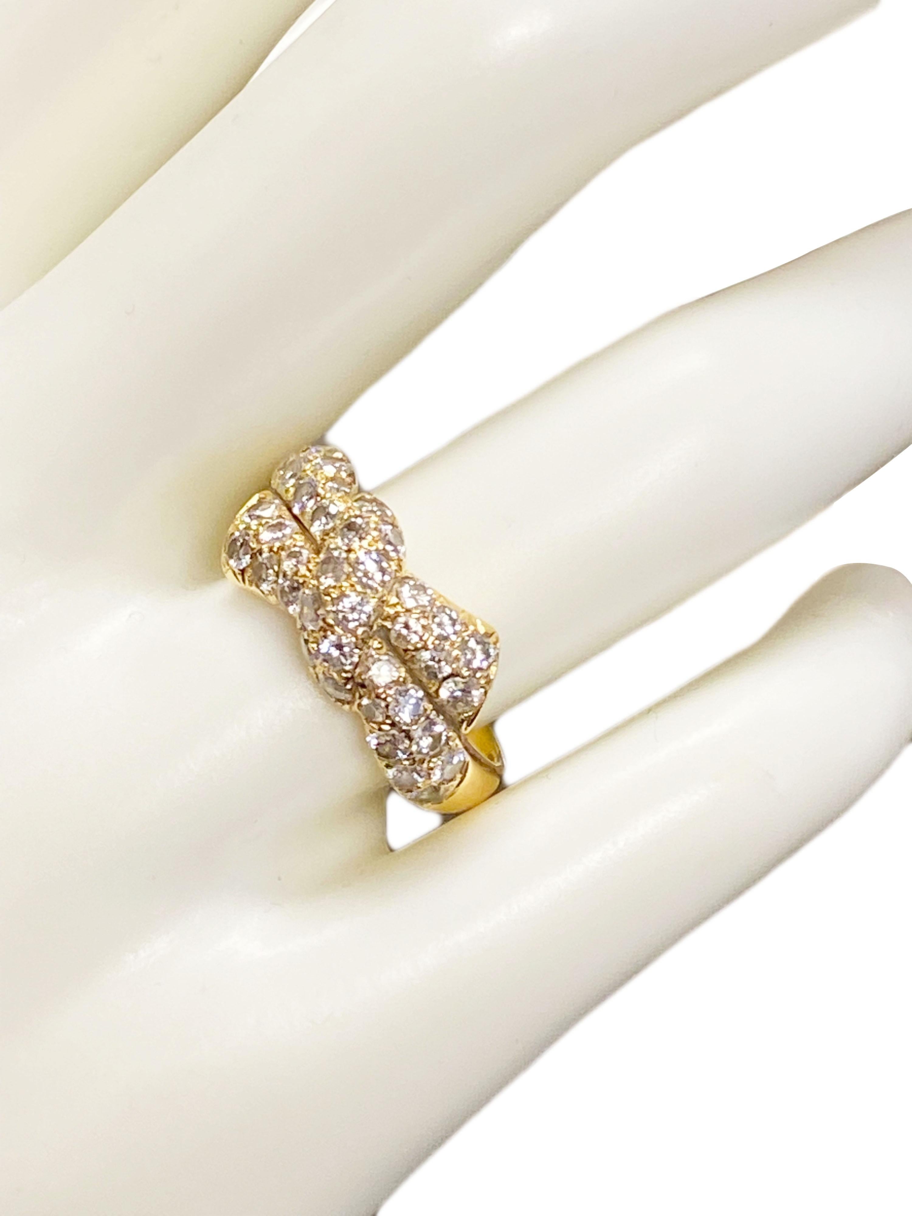 Van Cleef & Arpels Yellow Gold and Diamond Bow Ring In Excellent Condition In Chicago, IL