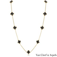 Van Cleef & Arpels Yellow Gold and Onyx Pure Alhambra Necklace ARB13700