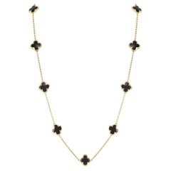 Van Cleef & Arpels Yellow Gold and Onyx Pure Alhambra Necklace ARB13700
