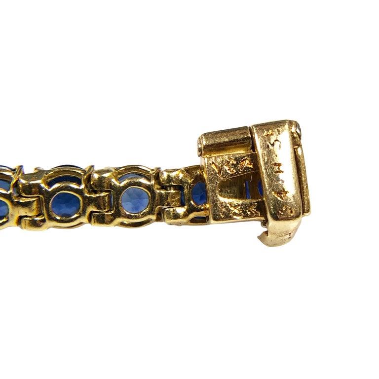Van Cleef and Arpels Yellow Gold and Sapphire Tennis Line Bracelet at