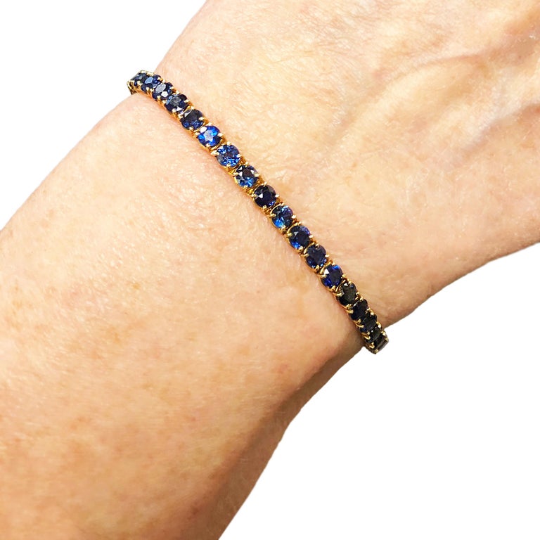 Van Cleef and Arpels Yellow Gold and Sapphire Tennis Line Bracelet at