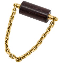 Van Cleef & Arpels Yellow Gold and Wood Keychain