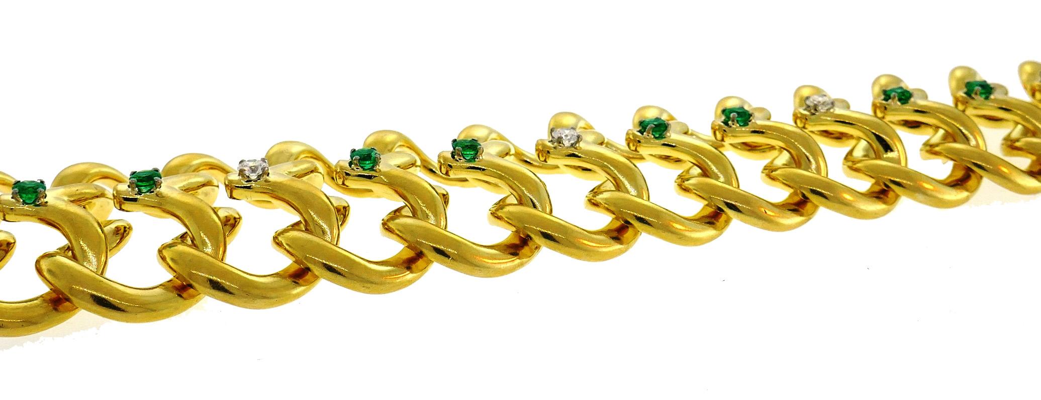 Van Cleef & Arpels Yellow Gold Bracelet with Diamond and Emerald 2