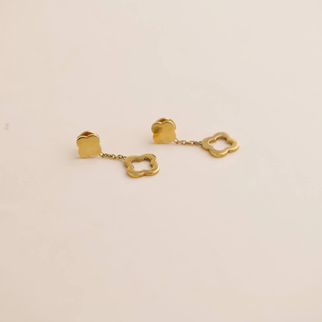 Van Cleef & Arpels Yellow Gold Byzantine Alhambra Earrings In Excellent Condition In Banbury, GB