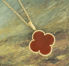 Van Cleef & Arpels Yellow Gold Carnelian Magic Alhambra Long Necklace VCARO49N00
