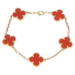 Van Cleef & Arpels Yellow Gold Carnelian Vintage Alhambra Bracelet