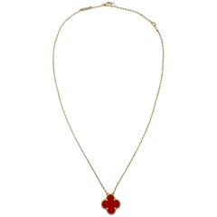 Van Cleef & Arpels Yellow Gold Carnelian Vintage Alhambra Pendant