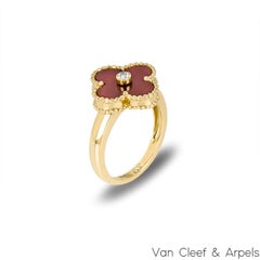 Van Cleef & Arpels Yellow Gold Carnelian Vintage Alhambra Ring VCARD40800