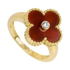 Van Cleef & Arpels Yellow Gold Carnelian Vintage Alhambra Ring VCARD40800
