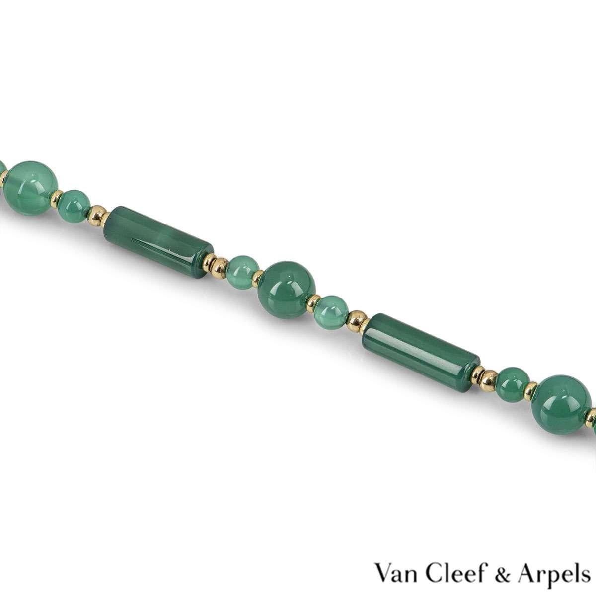 Van Cleef & Arpels Yellow Gold Chalcedony Beaded Necklace In Excellent Condition In London, GB