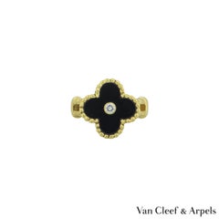 Van Cleef & Arpels Onyx Diamond Alhambra Ring