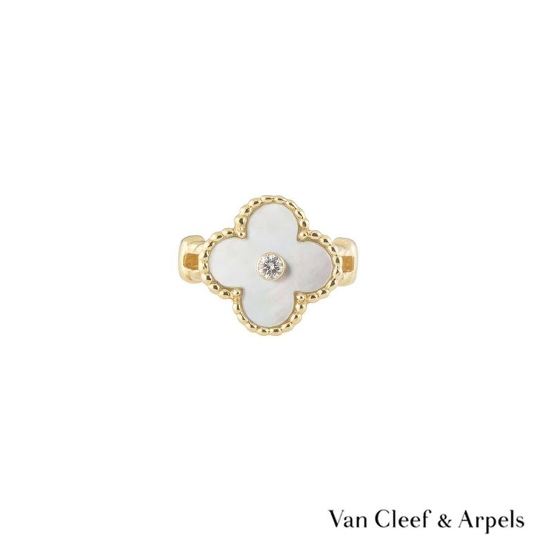 Van Cleef and Arpels Yellow Gold Diamond Alhambra Ring at 1stDibs | van ...