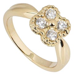 Van Cleef & Arpels Yellow Gold Diamond Alhambra Ring