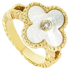 Van Cleef & Arpels Yellow Gold Diamond Alhambra Ring