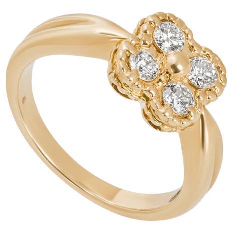 Van Cleef & Arpels Yellow Gold Diamond Alhambra Ring For Sale