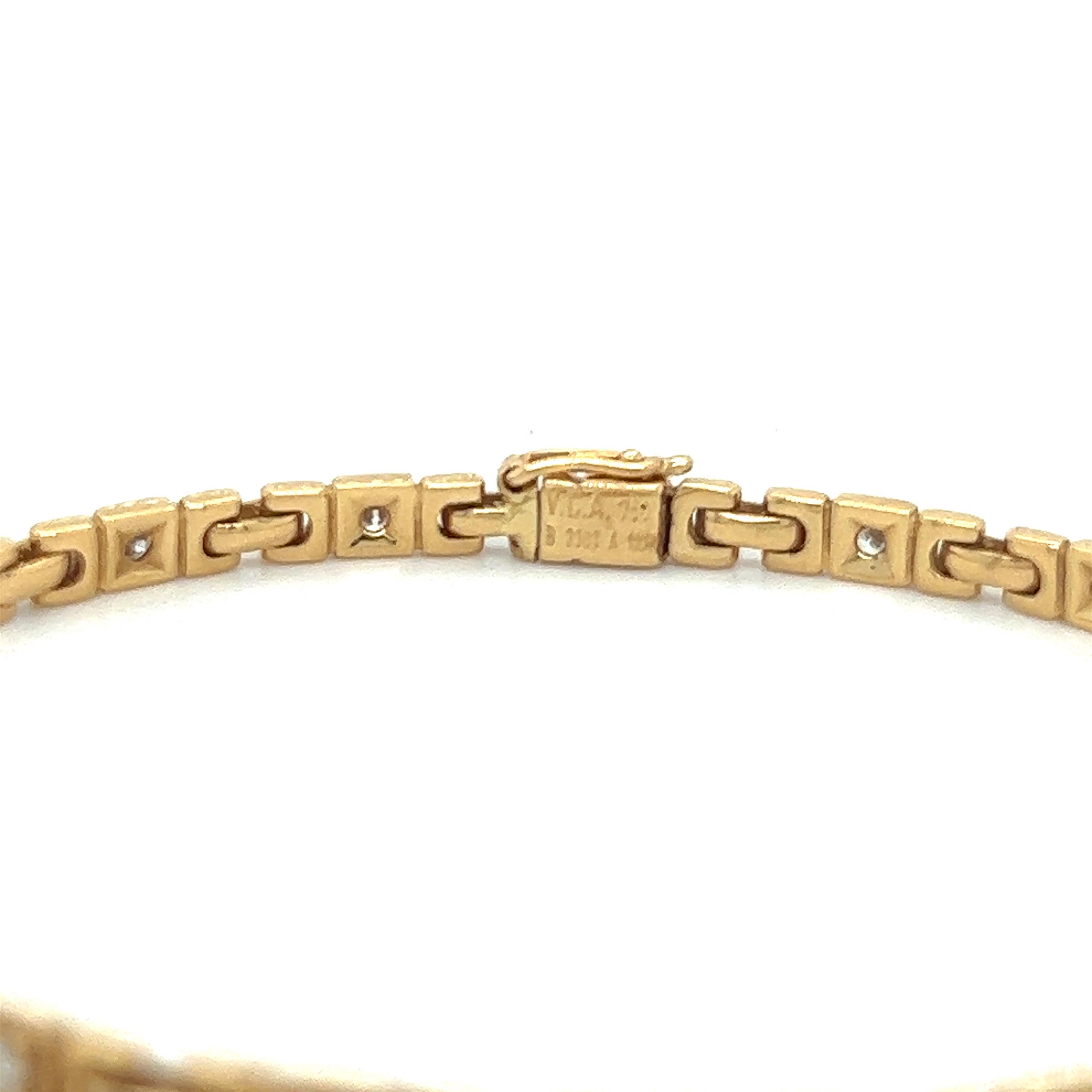 This rare example of French contemporary design. Van Cleef & Arpels yellow gold and diamond bracelet Circa 1980s 

This beautiful linked bracelet, classic for its time, set with 17 round brilliant-cut diamonds, with an Approx weight of 0.75-0.85ct