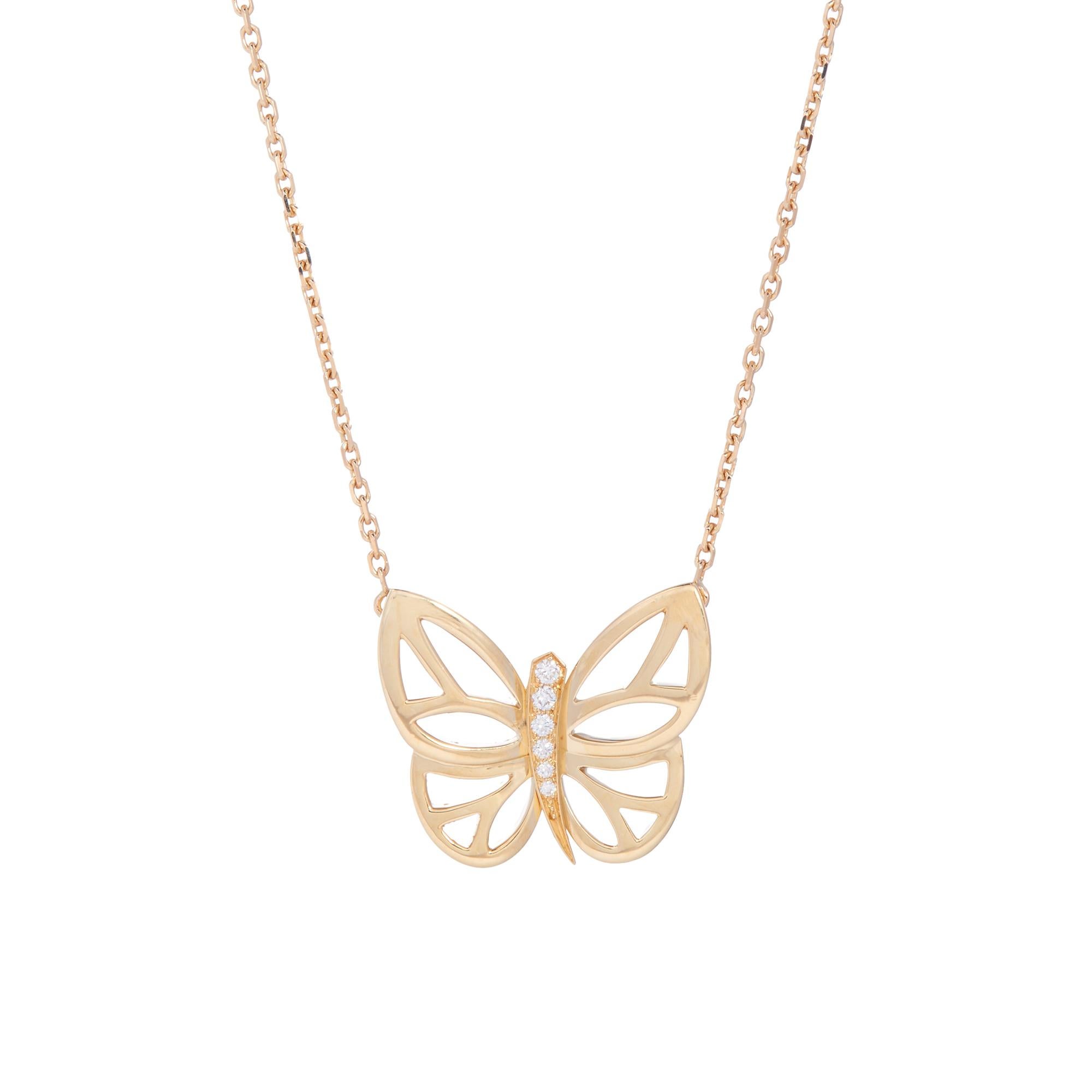 Van Cleef & Arpels Halskette mit Schmetterlingsanhänger aus Gelbgold mit Diamanten (Zeitgenössisch)