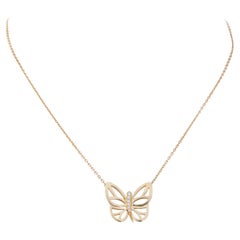 Van Cleef & Arpels Yellow Gold Diamond Butterfly Pendant Necklace