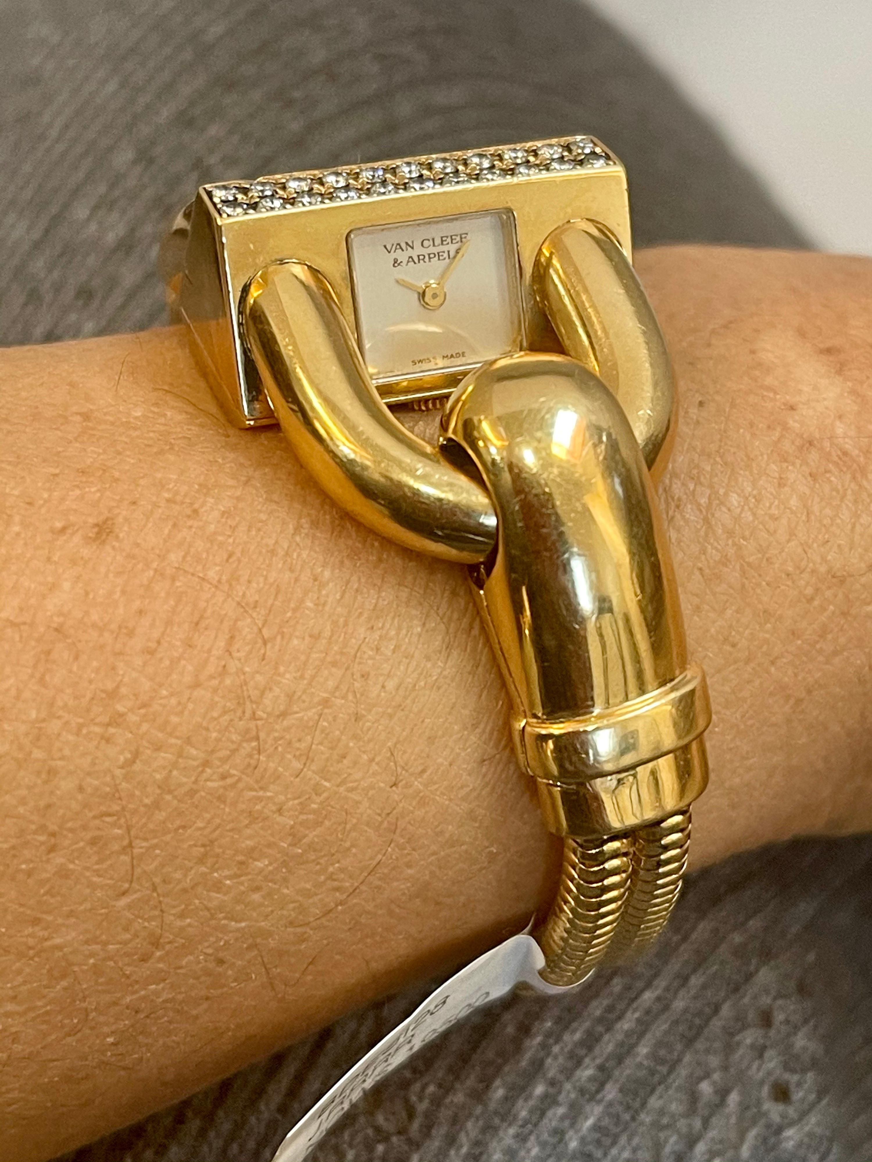 Van Cleef & Arpels Yellow Gold Diamond Cadenas Bracelet Wristwatch, Estate 4