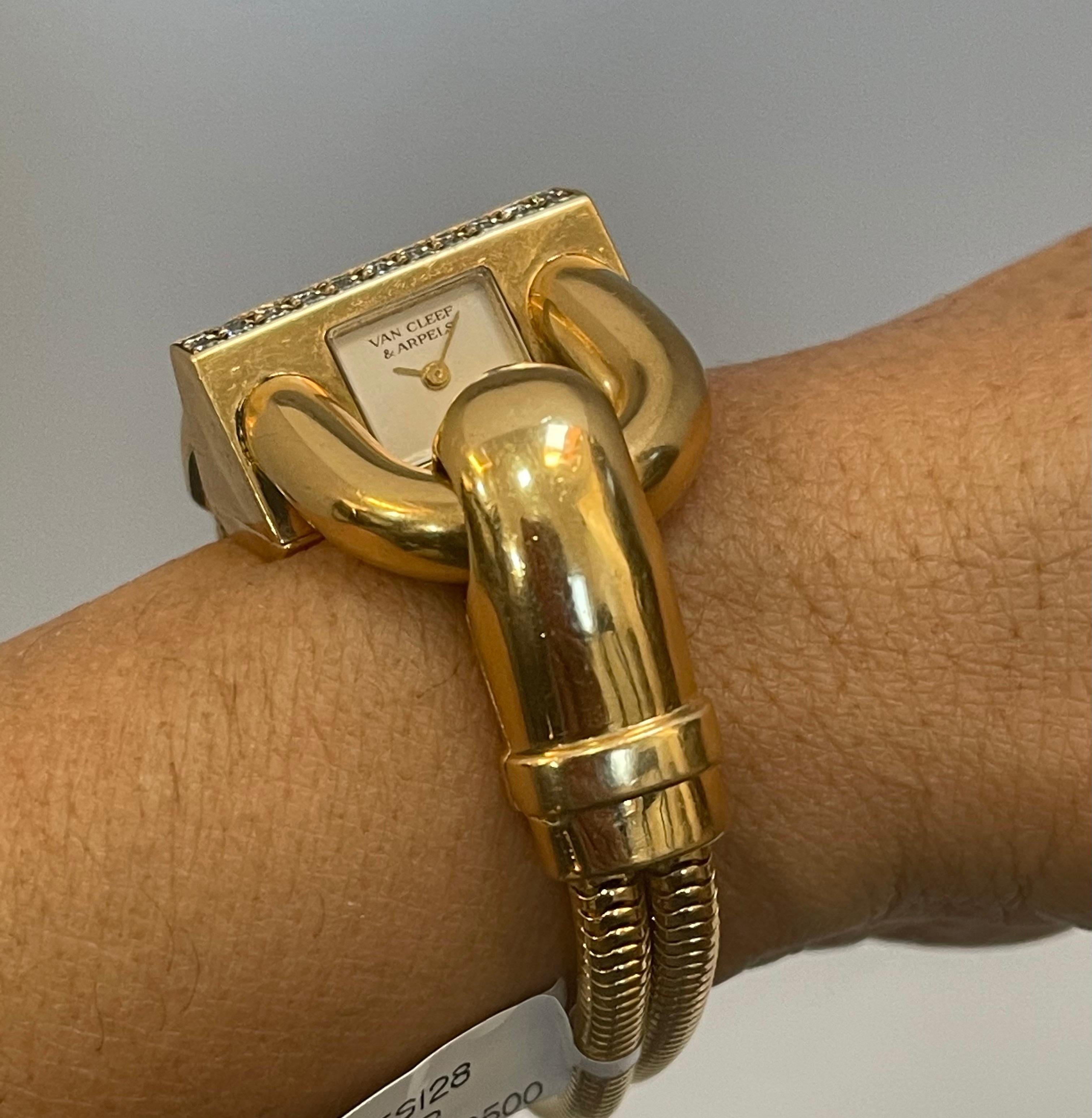 Van Cleef & Arpels Yellow Gold Diamond Cadenas Bracelet Wristwatch, Estate 7