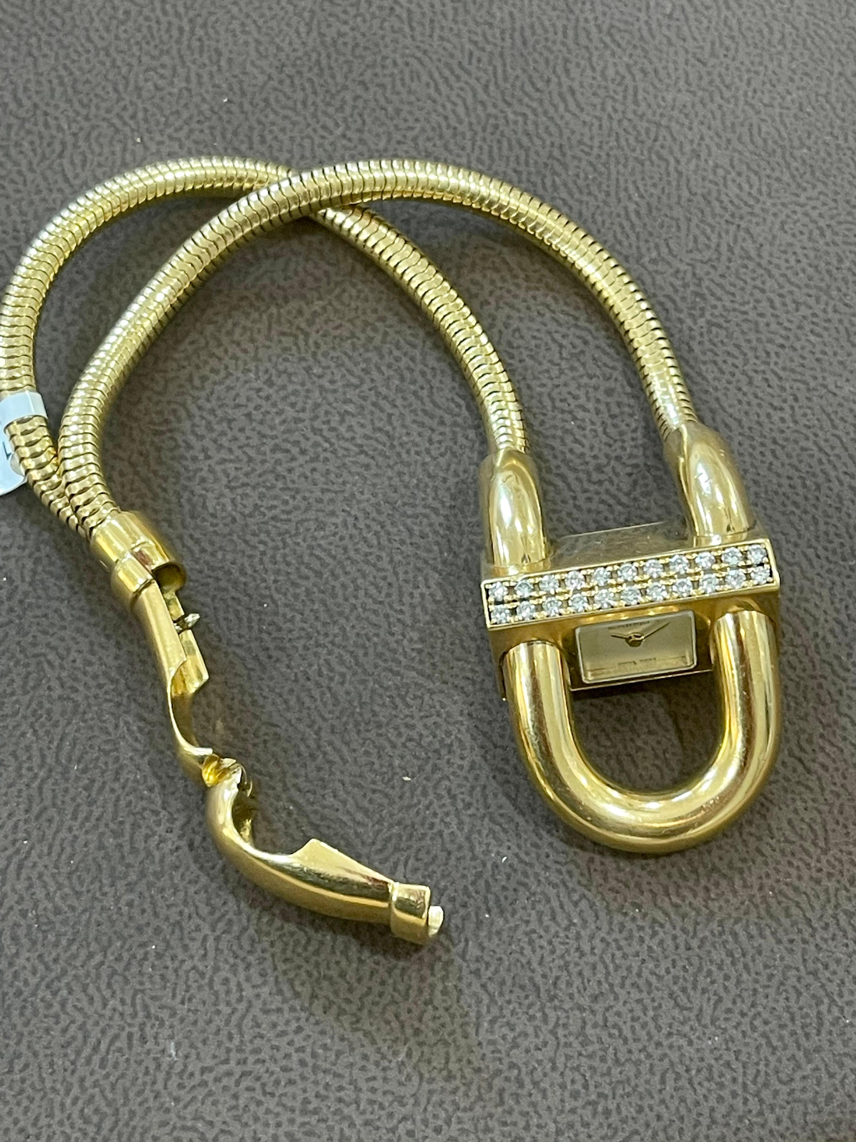Van Cleef & Arpels Yellow Gold Diamond Cadenas Bracelet Wristwatch, Estate 8