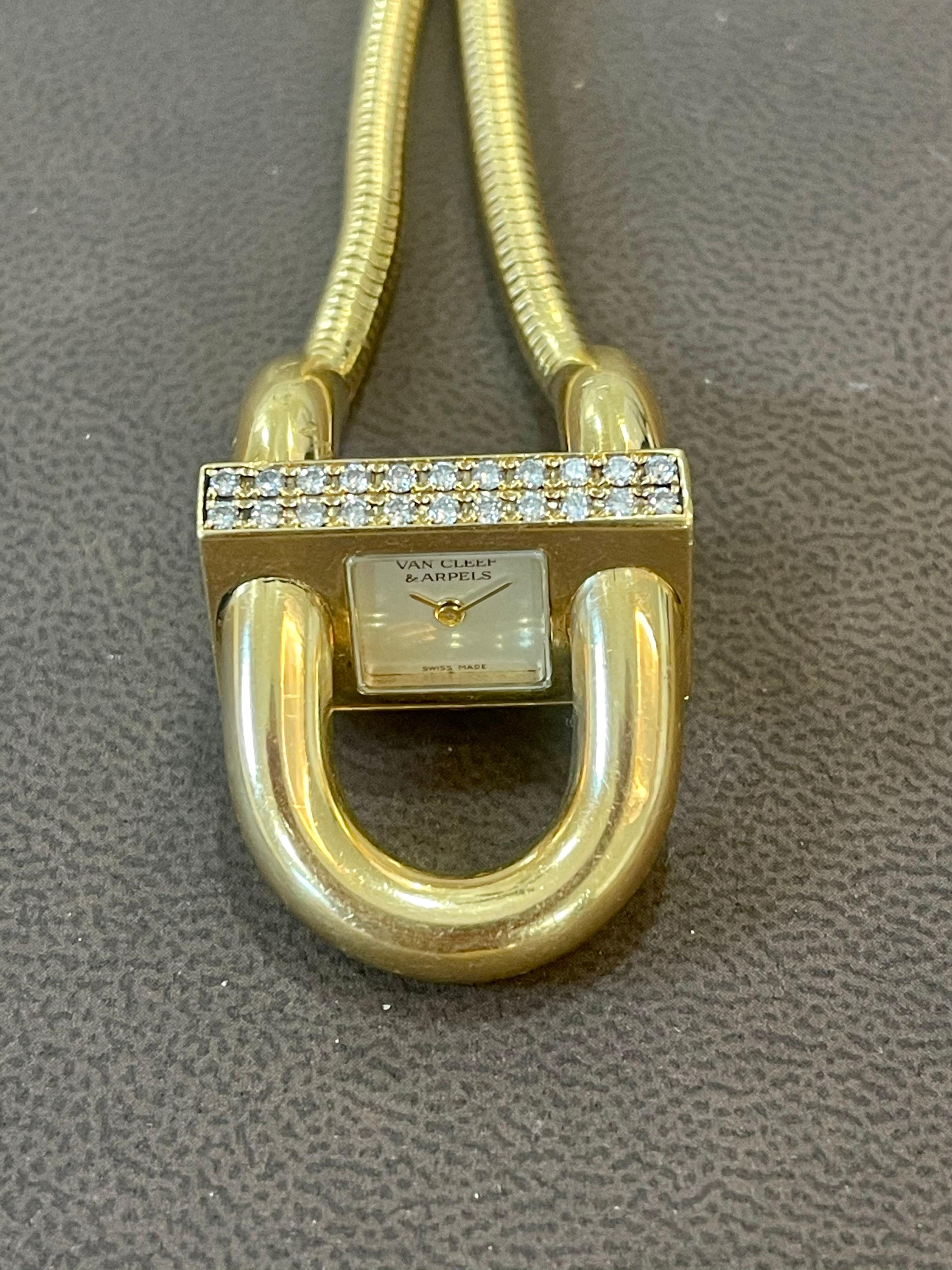 Van Cleef & Arpels Yellow Gold Diamond Cadenas Bracelet Wristwatch, Estate 9