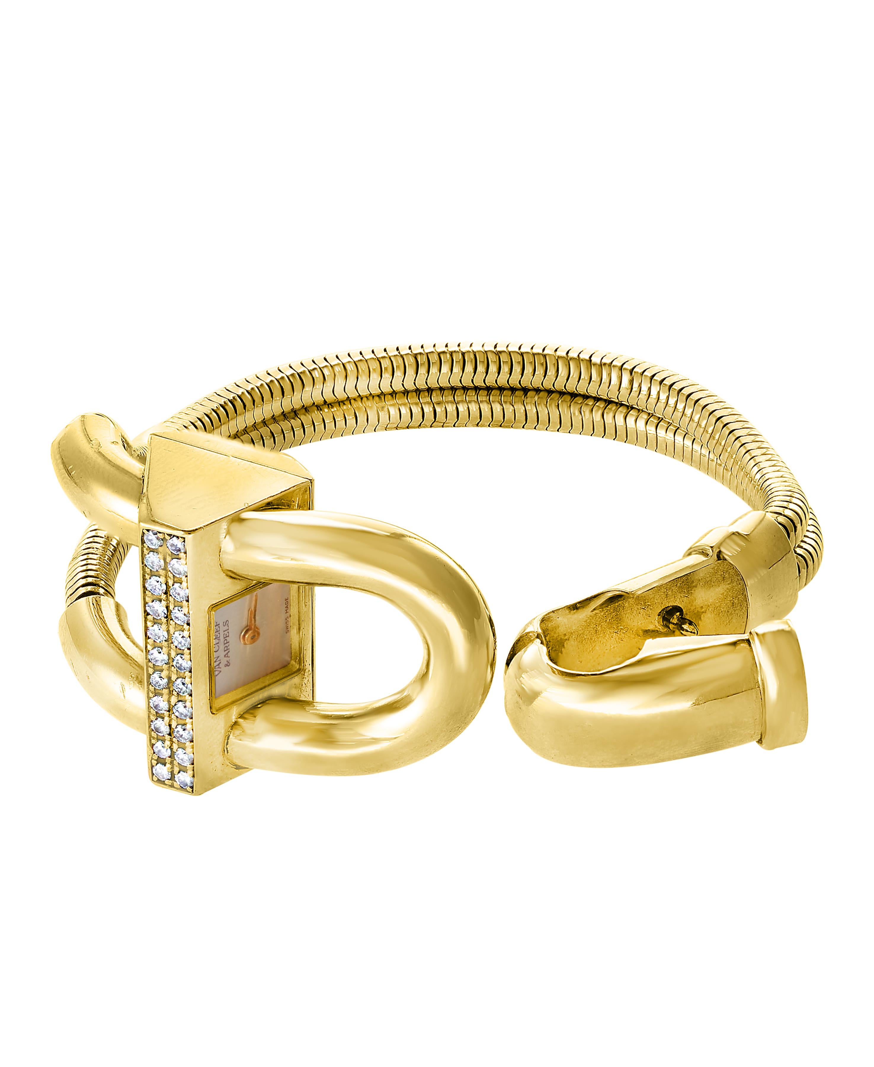  Van Cleef & Arpels Cadenas bracelet watch
6.5 inches in length
An iconic classic design from Van Cleef & Arpels, the Cadenas watch is a timeless statement of elegance and grace. This watch, crafted in simple and tasteful 18k yellow gold 79 Grams.