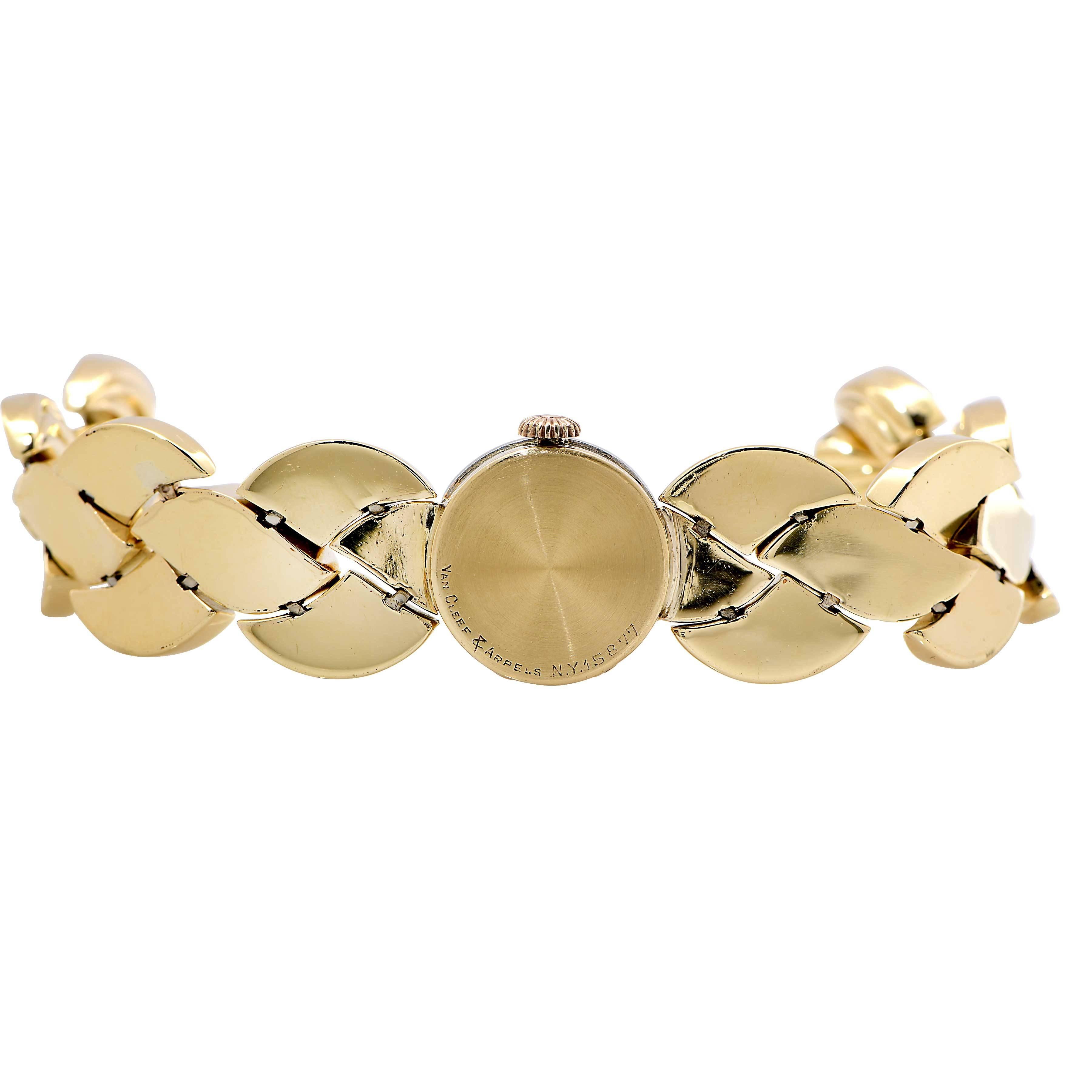 Van Cleef & Arpels Gelbgold Diamant-Armbanduhr mit verdecktem Zifferblatt (Rundschliff)
