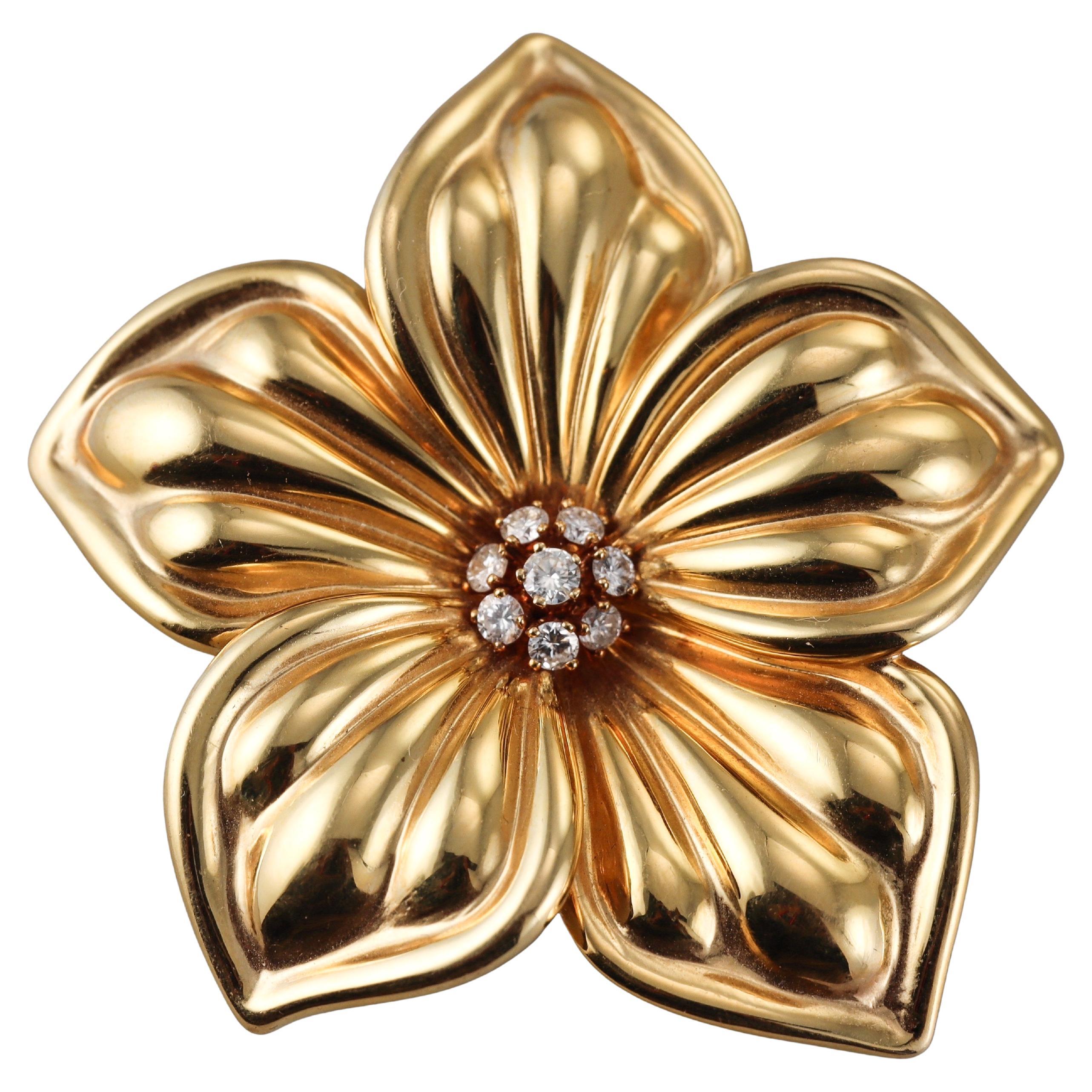 Broche Flor Grande Van Cleef & Arpels Oro Amarillo Diamante