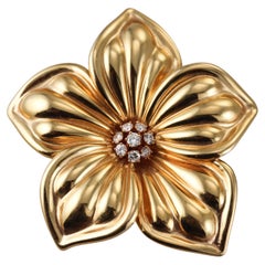 Van Cleef & Arpels Spilla a fiore grande in oro giallo e diamanti