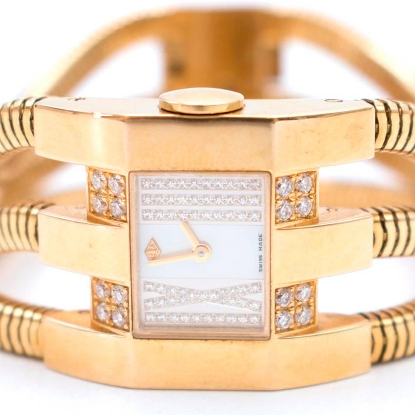 Van Cleef & Arpels Yellow Gold Diamond Liane collection Wristwatch In Fair Condition For Sale In London, GB