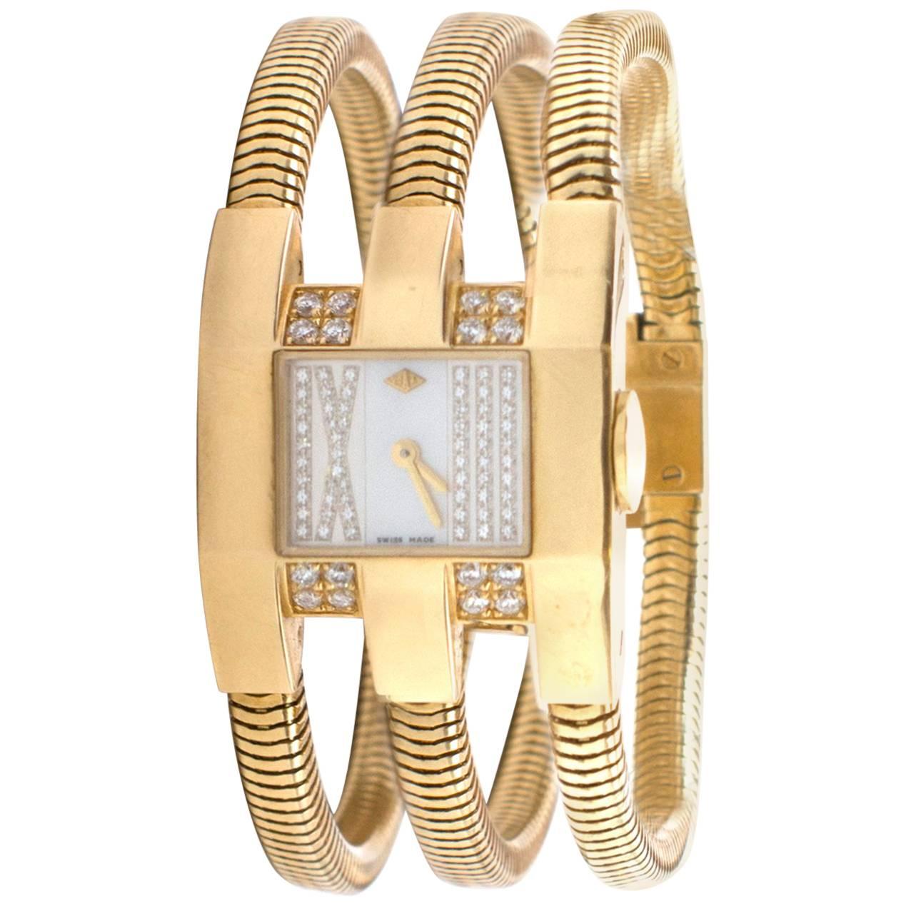 Van Cleef & Arpels Yellow Gold Diamond Liane collection Wristwatch For Sale
