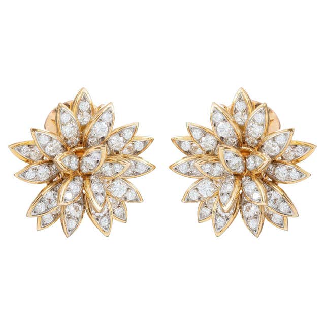 Van Cleef and Arpels Lotus Diamond Earrings at 1stDibs | vca lotus, van ...
