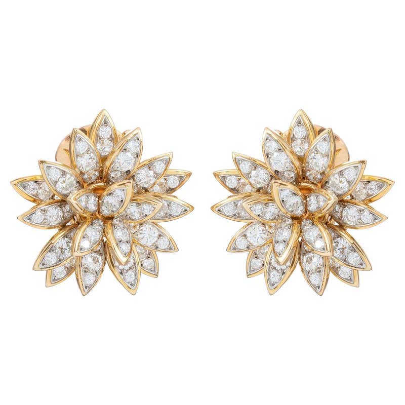 Van Cleef and Arpels Lotus Diamond Earrings at 1stDibs | vca lotus, van ...