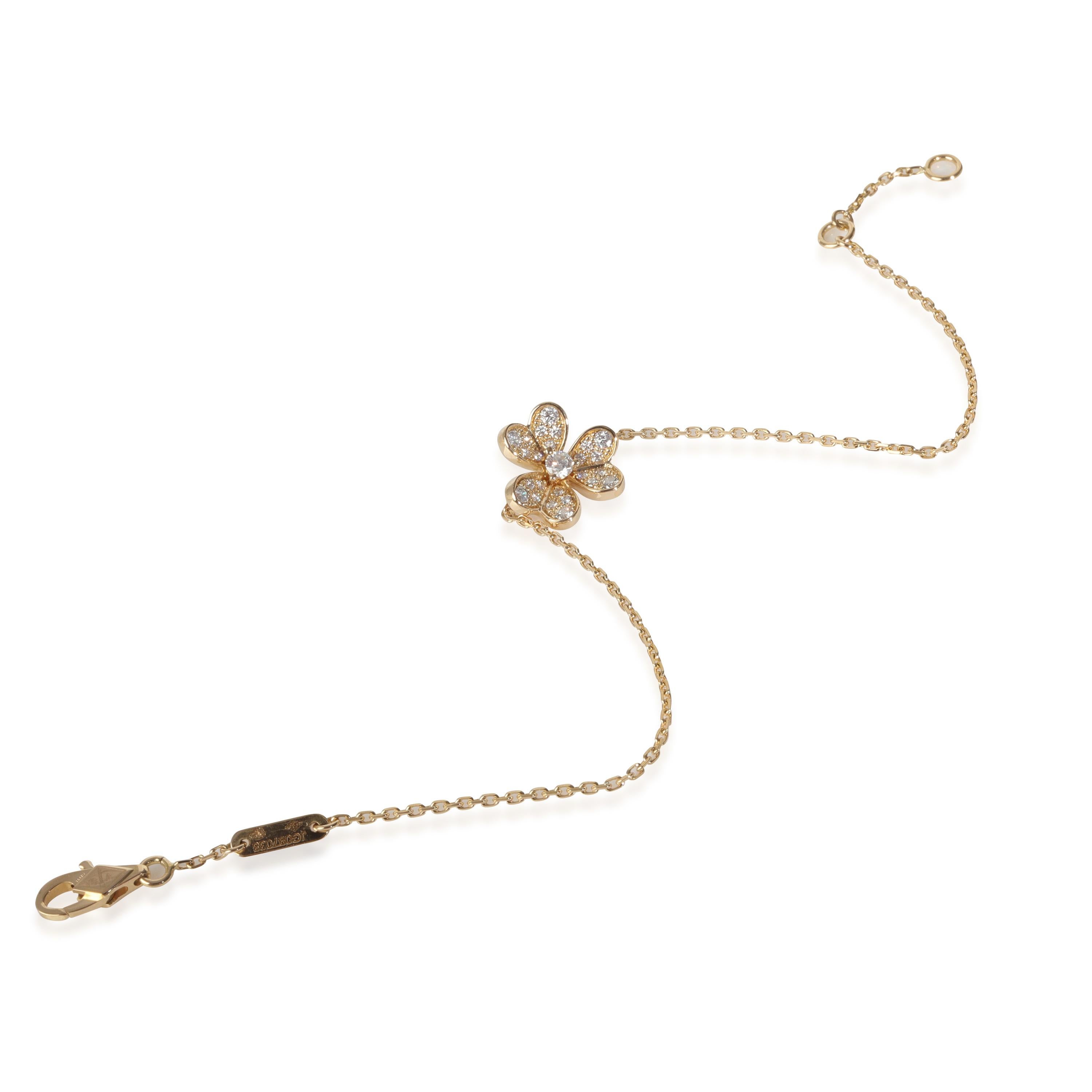 Van Cleef & Arpels Yellow Gold Diamond Mini Model Frivole Bracelet In Excellent Condition For Sale In New York, NY