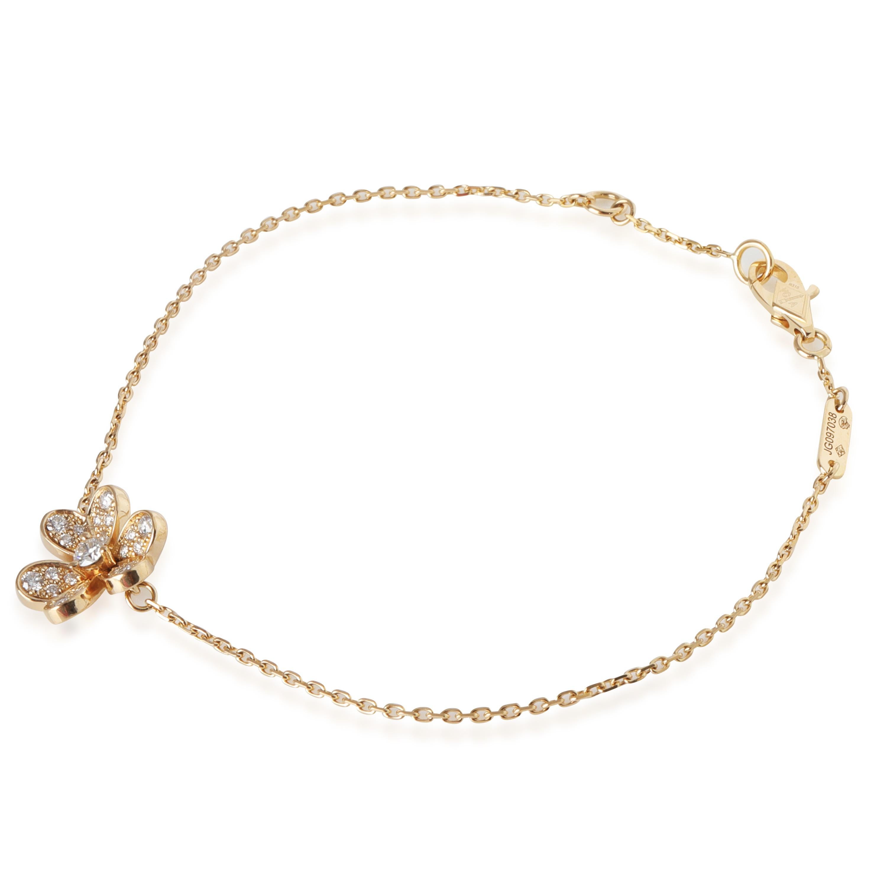 Women's Van Cleef & Arpels Yellow Gold Diamond Mini Model Frivole Bracelet For Sale