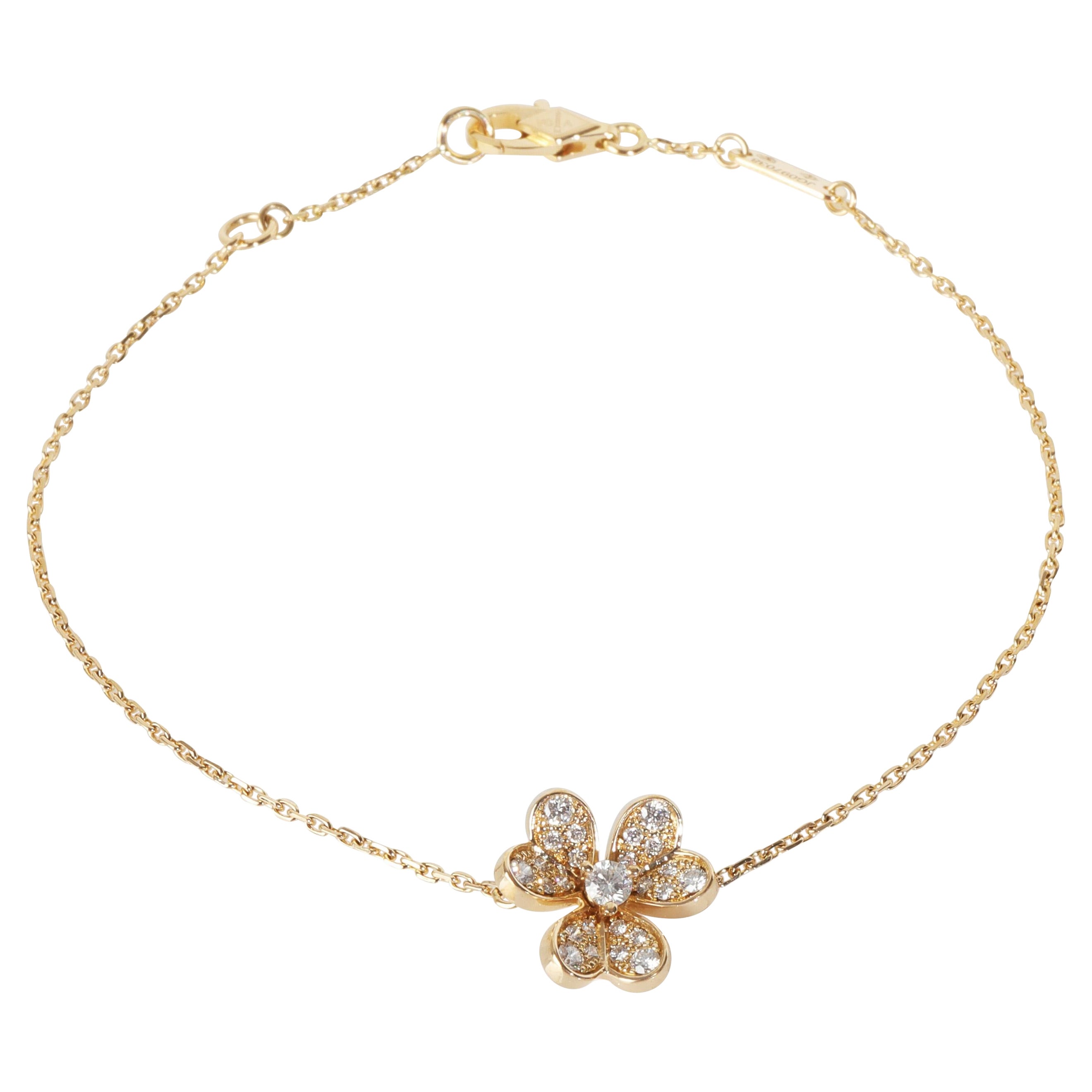 Van Cleef & Arpels Yellow Gold Diamond Mini Model Frivole Bracelet For Sale