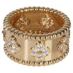Van Cleef & Arpels Yellow Gold Diamond Perlee Clover Ring