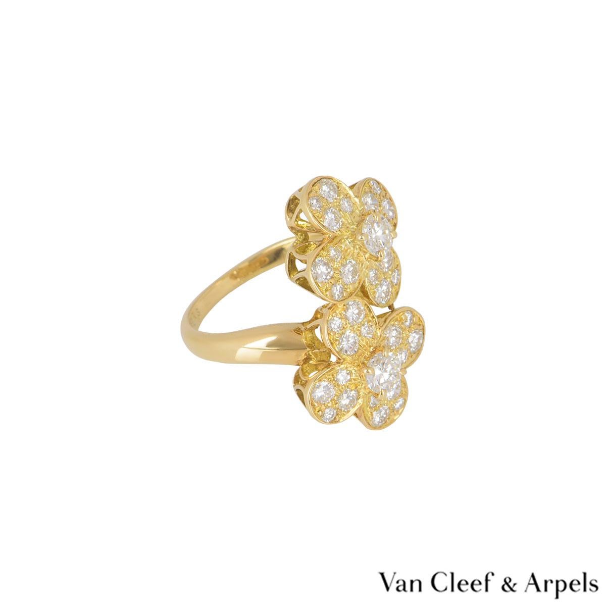 Van Cleef & Arpels Yellow Gold Diamond Trefle Ring In Excellent Condition In London, GB