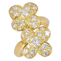 Van Cleef & Arpels Yellow Gold Diamond Trefle Ring