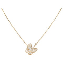Van Cleef & Arpels Yellow Gold Diamond Two Butterfly Pendant VCARP3DP00