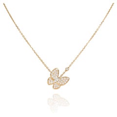 Van Cleef & Arpels Yellow Gold Diamond Two Butterfly Pendant VCARP3DP00