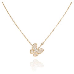 Van Cleef & Arpels Yellow Gold Diamond Two Butterfly Pendant VCARP3DP00