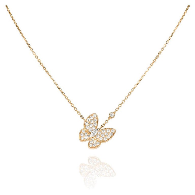 Van Cleef and Arpels Yellow Gold Diamond Two Butterfly Pendant VCARP3DP00 For  Sale at 1stDibs | vca butterfly necklace, van cleef butterfly necklace, van  cleef and arpels butterfly necklace