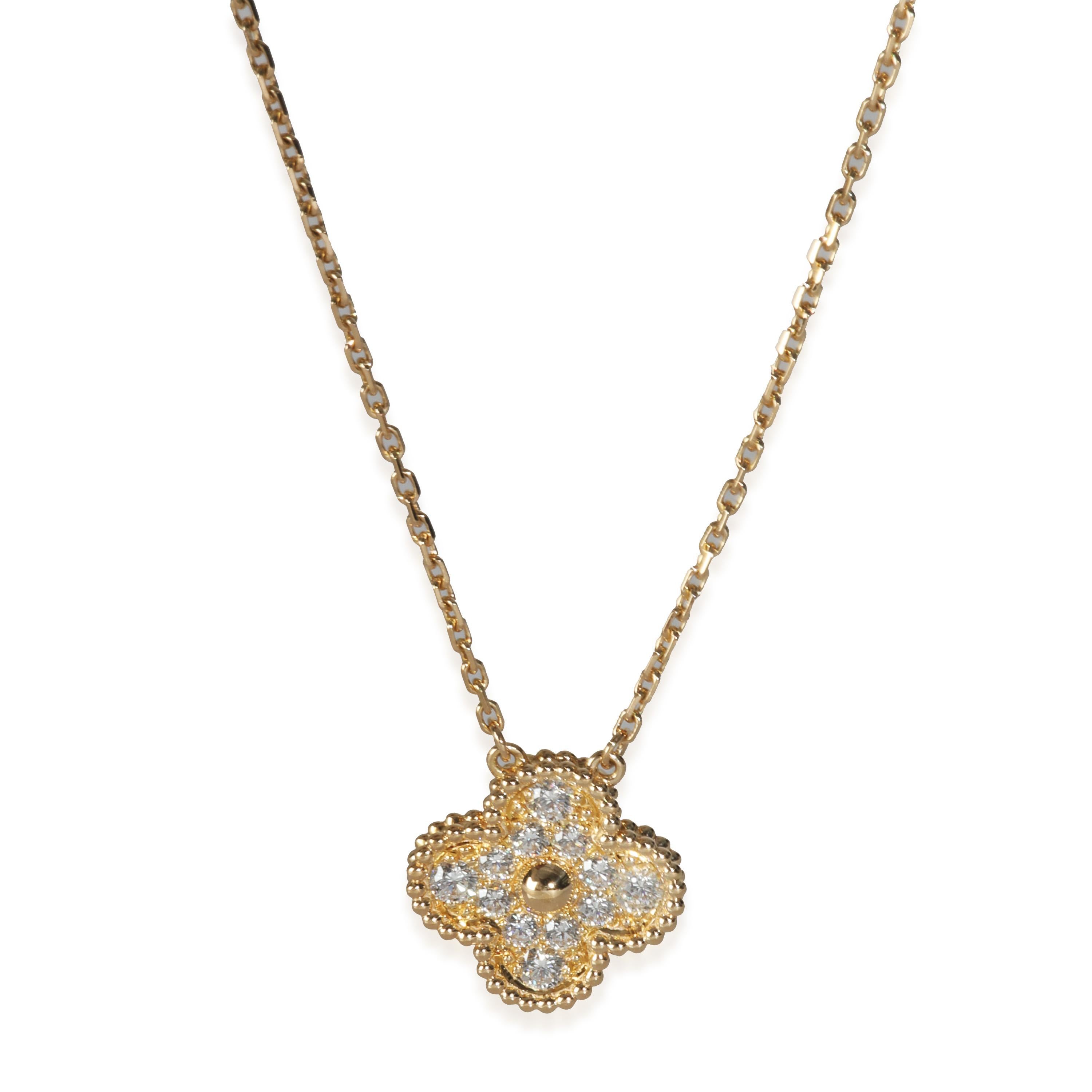 Van Cleef & Arpels Yellow Gold Diamond Vintage Alhambra Pendant Unisexe en vente