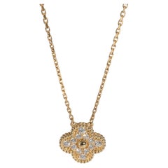 Van Cleef & Arpels Yellow Gold Diamond Vintage Alhambra Pendant