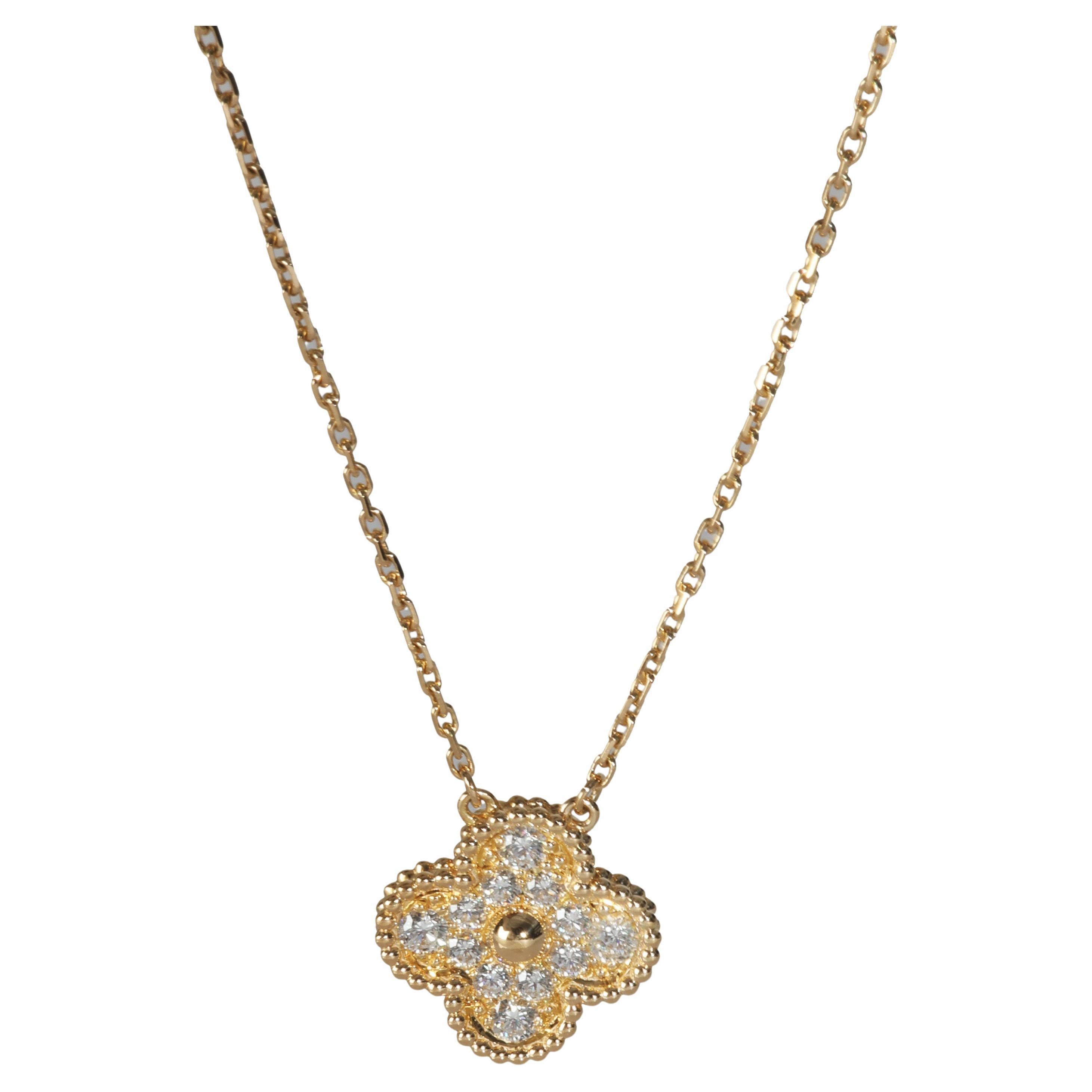Van Cleef & Arpels Yellow Gold Diamond Vintage Alhambra Pendant
